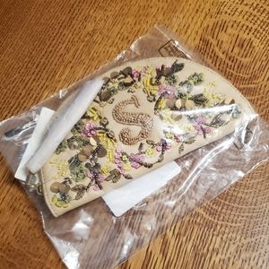 Anthropologie "S" Beaded Monogram Clutch